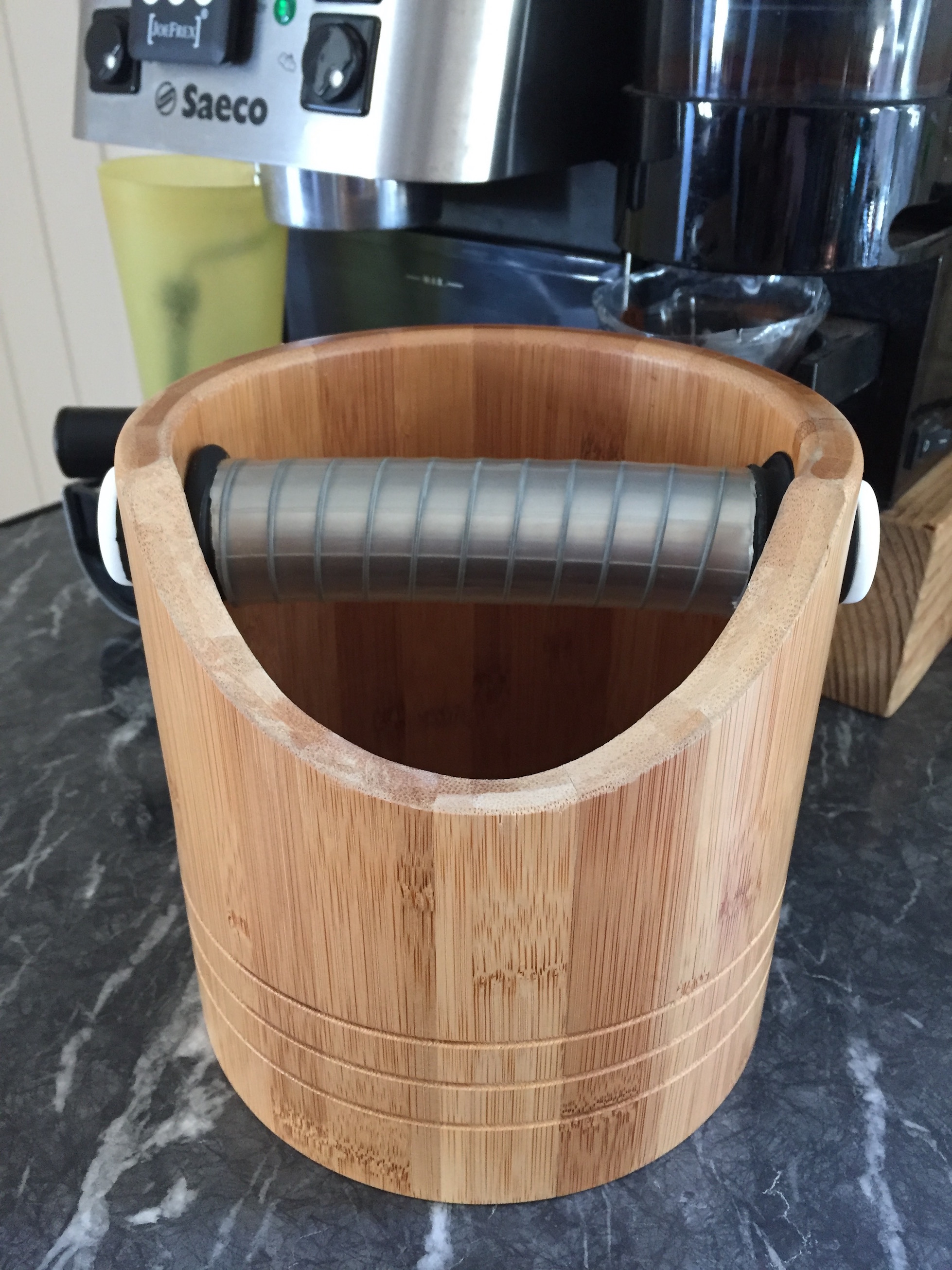 Coffee knock box from bamboo bucket